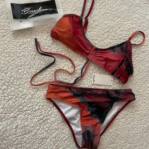 Tye Dye Cinch Front Brazilian Two Piece Bikini Swimsuit